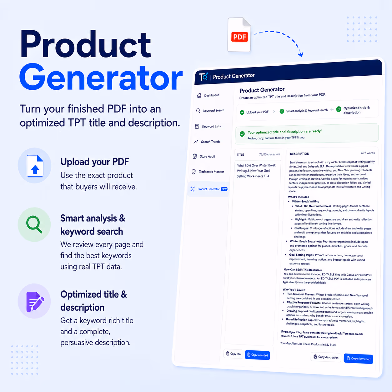 Product Generator preview